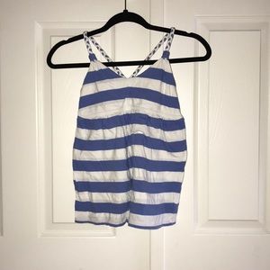 NWOT Blue and White Braided Strap Cross Back Tank Top
